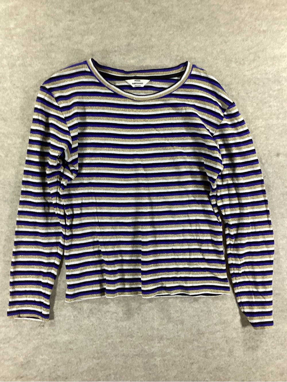 Mads Norgaard Blue, Gold, White & Black Striped Long Sleeve Top